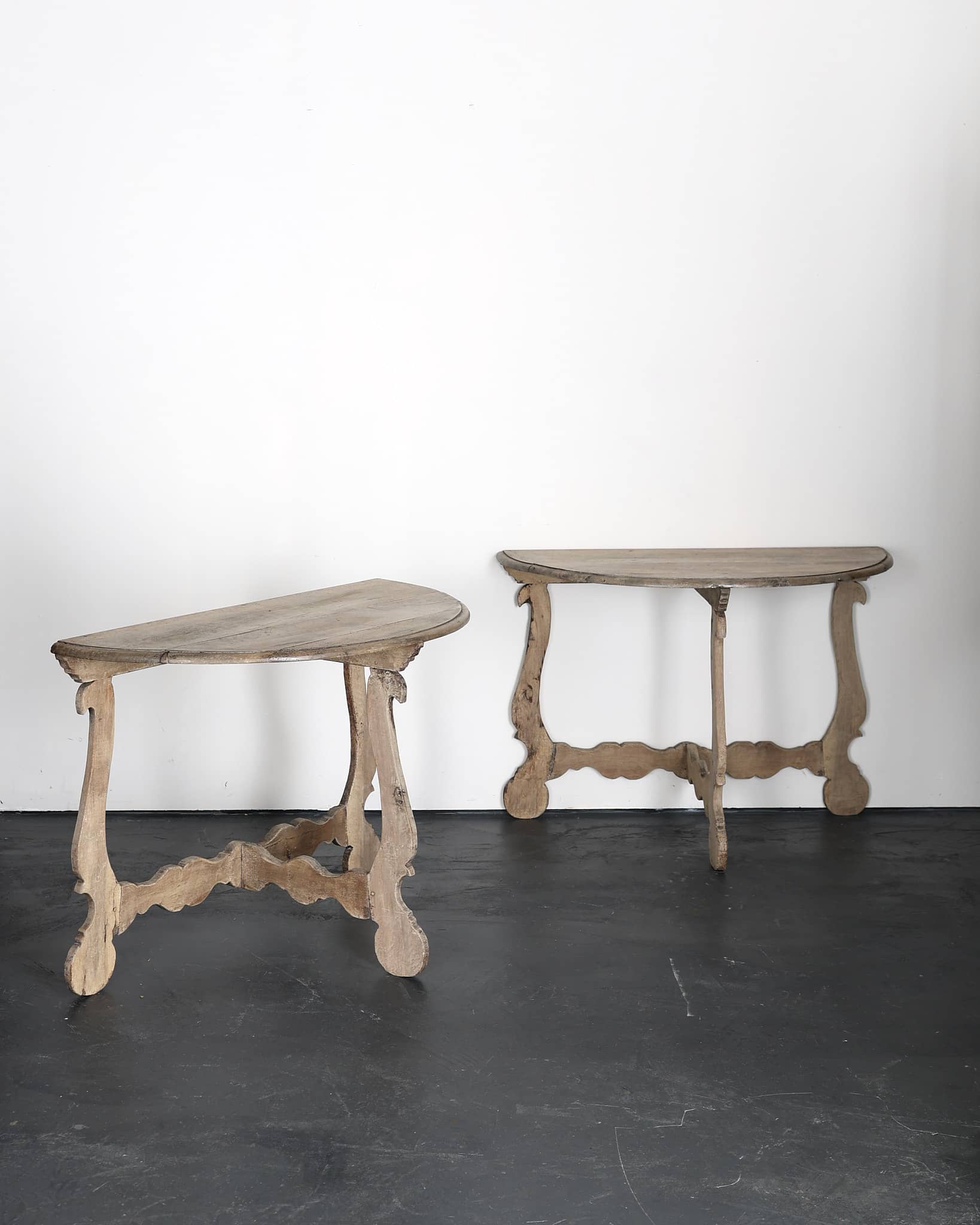Pair Of Incredible Bleached-Out Early 19th C. Walnut Catalan Console Tables