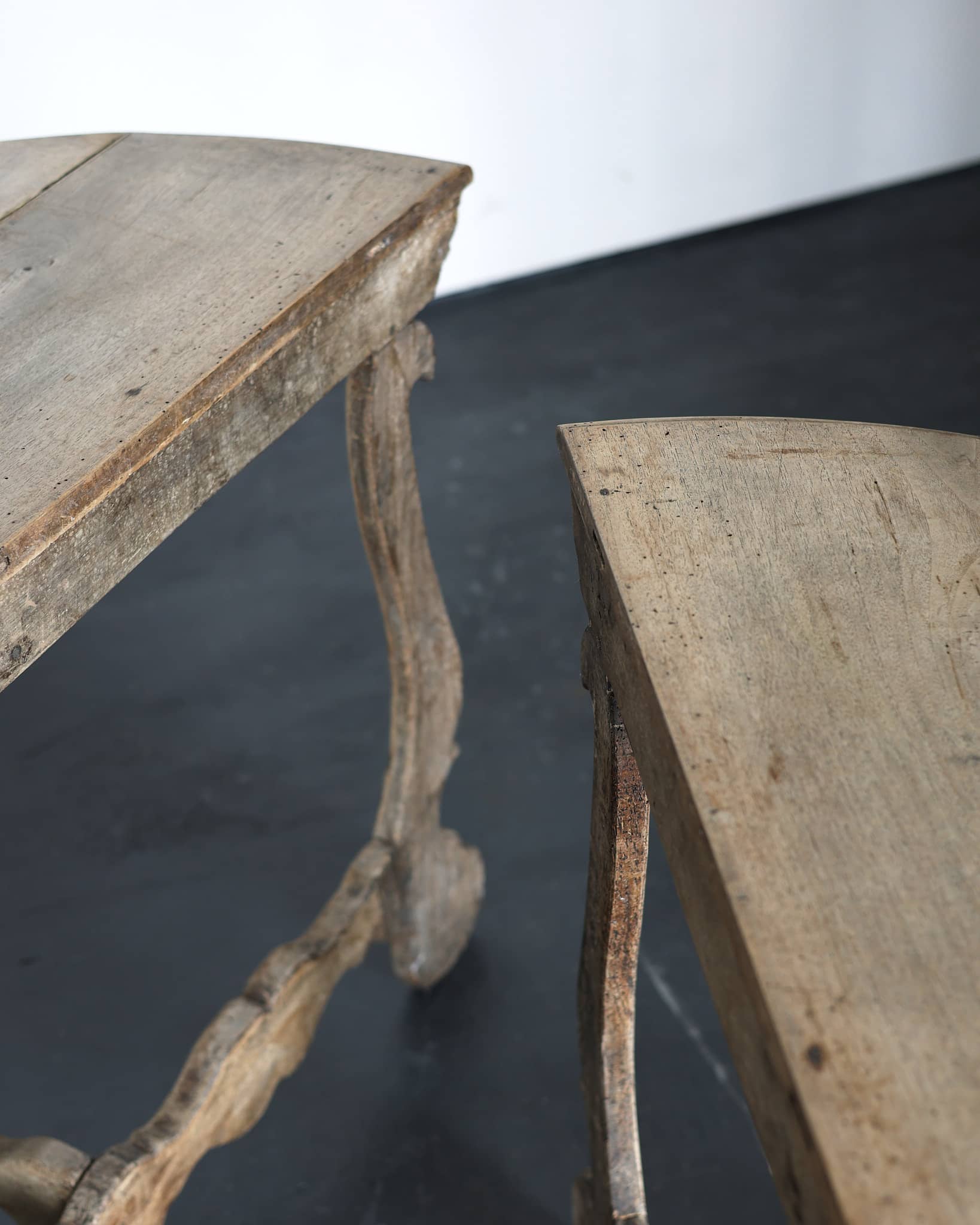 Pair Of Incredible Bleached-Out Early 19th C. Walnut Catalan Console Tables