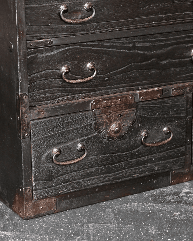 Charred Edo Period Tansu/Chest Of Drawers