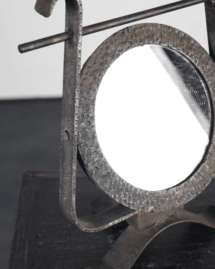 C.1950s Tooled Iron Vanity Mirror
