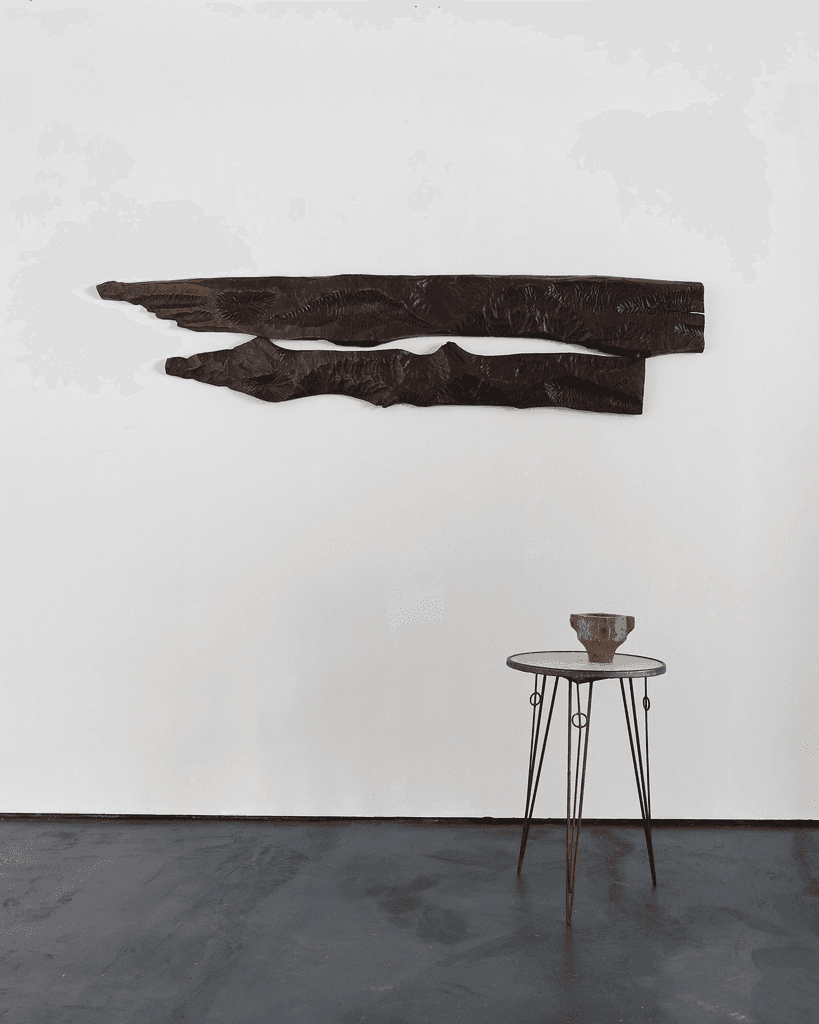 Large Polish Brutalist Gouged Pine Wall Relief