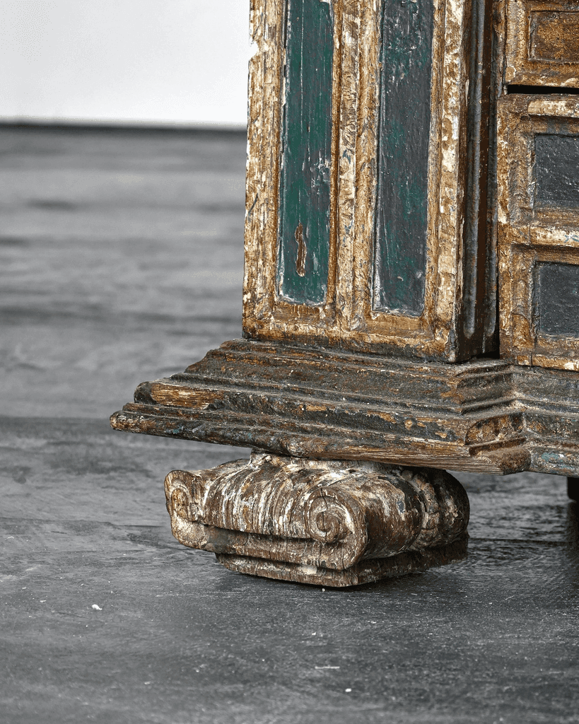 Early 18th C. Spanish Gilded & Painted Chest Of Drawers