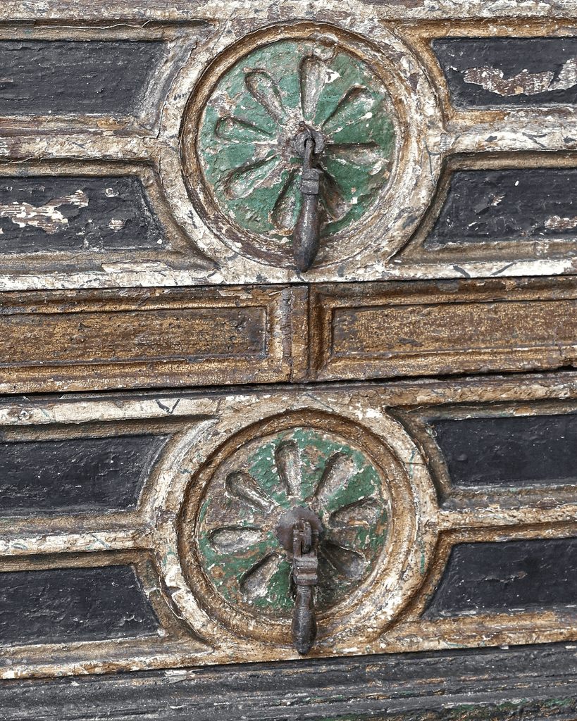 Early 18th C. Spanish Gilded & Painted Chest Of Drawers