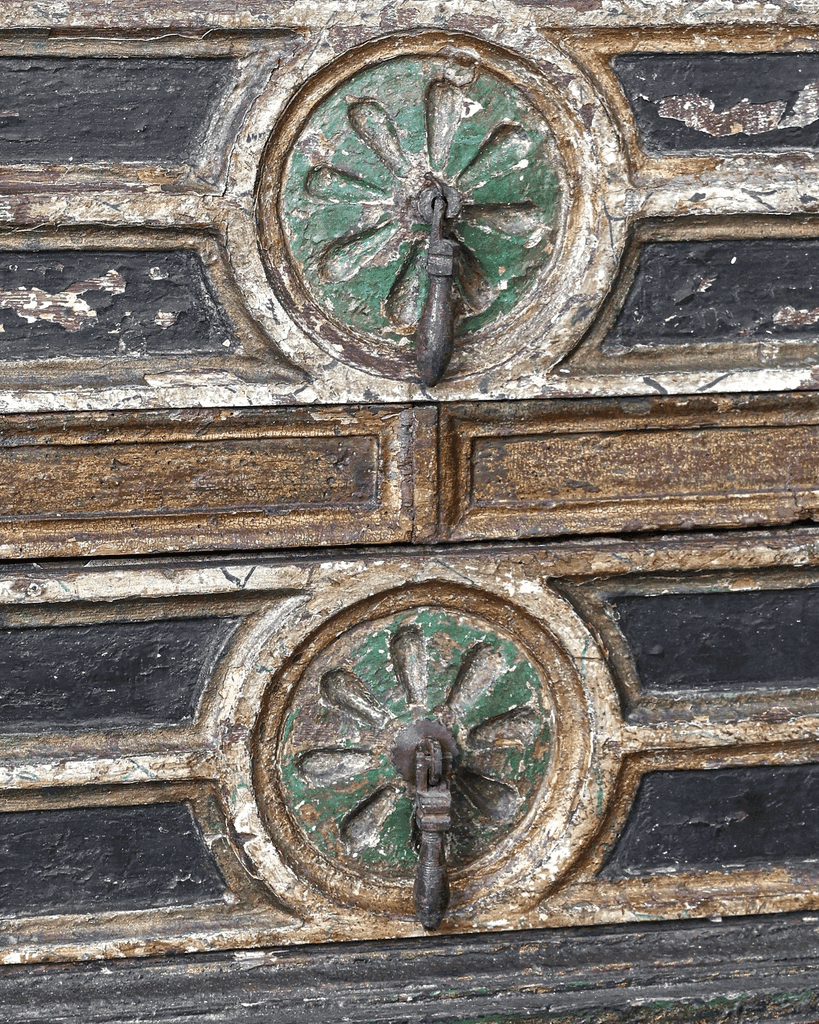 Early 18th C. Spanish Gilded & Painted Chest Of Drawers