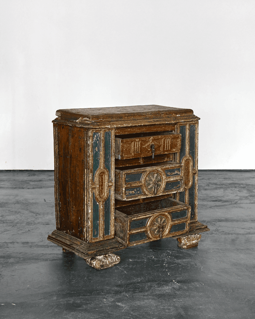 Early 18th C. Spanish Gilded & Painted Chest Of Drawers