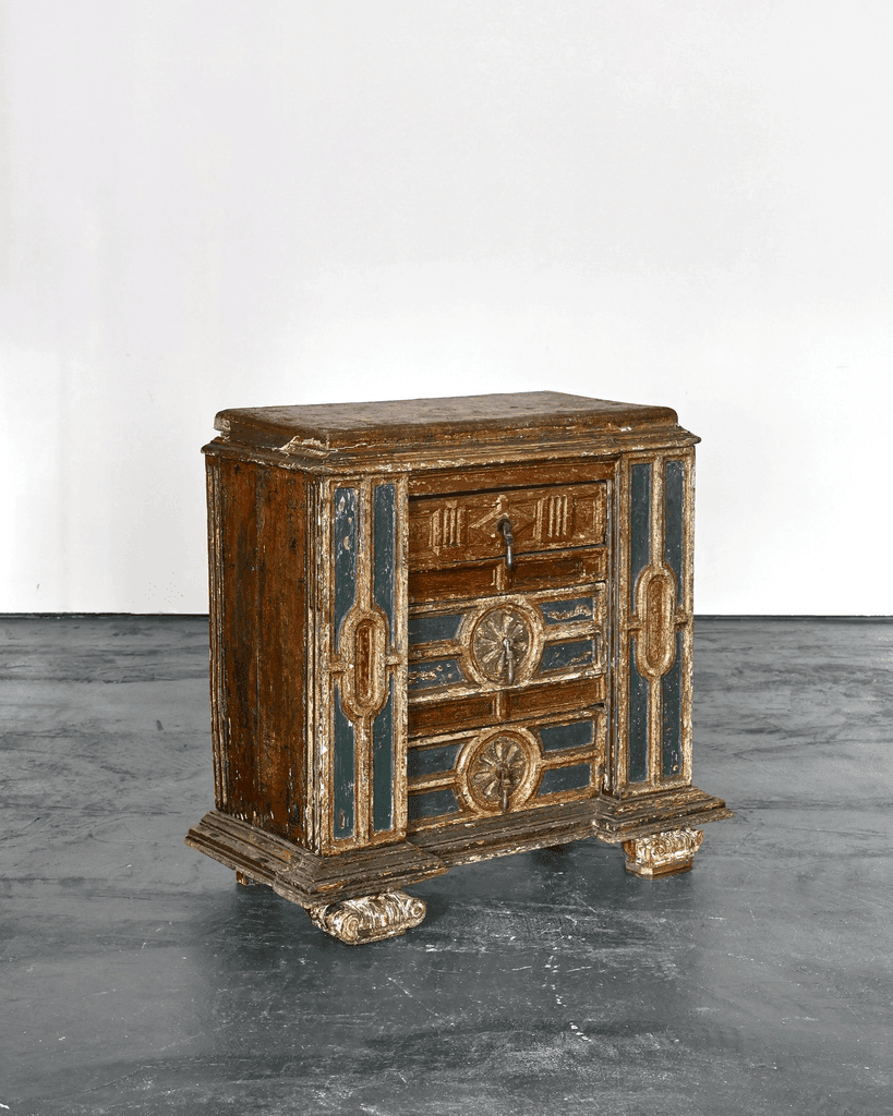 Early 18th C. Spanish Gilded & Painted Chest Of Drawers