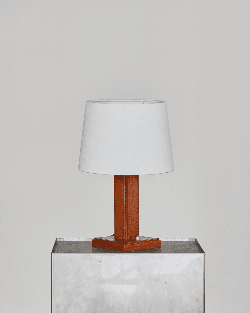 C.1930s French Stitched Leather Table Lamp