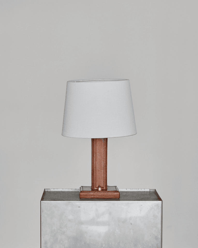 C.1930s French Stitched Leather Table Lamp