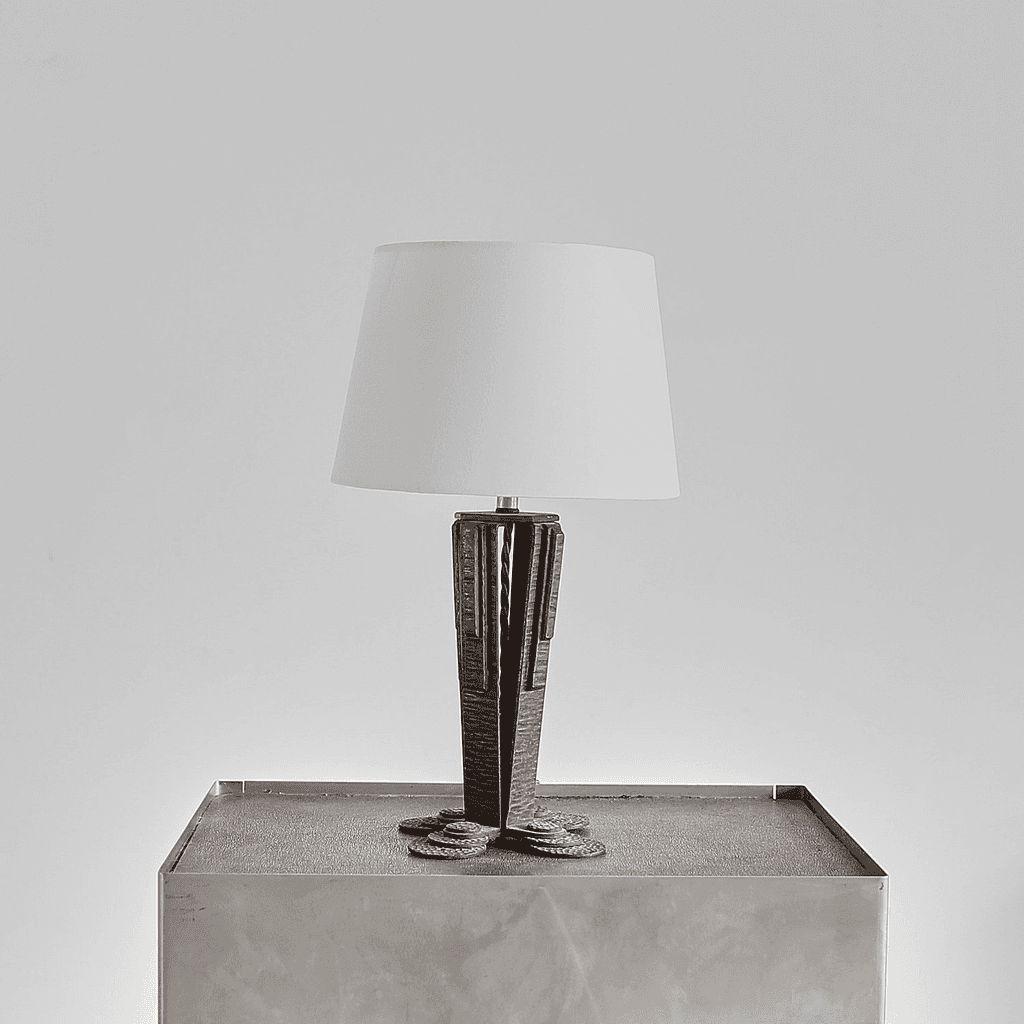 French Iron Art Deco Table Lamp