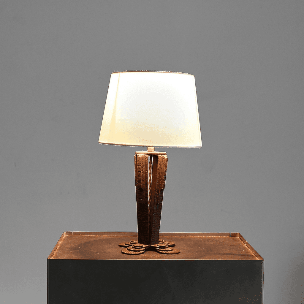 French Iron Art Deco Table Lamp