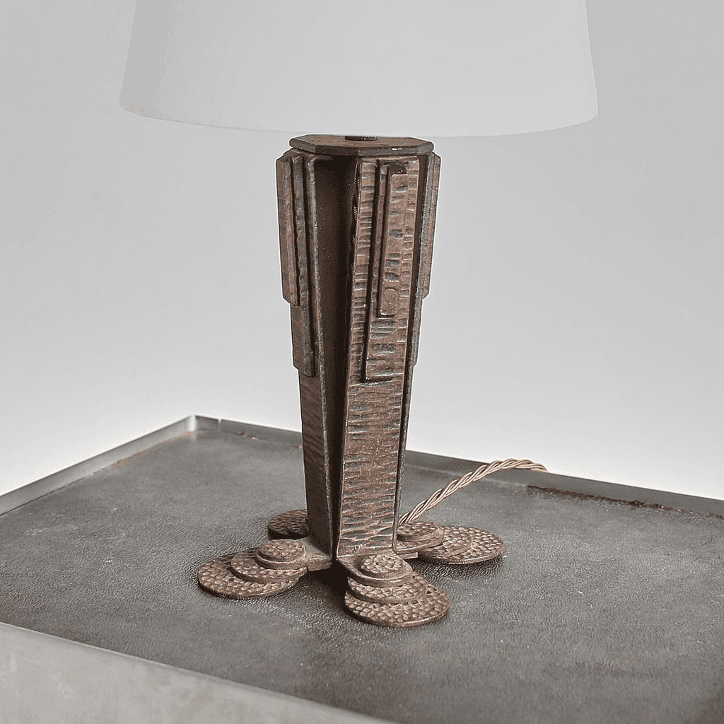 French Iron Art Deco Table Lamp