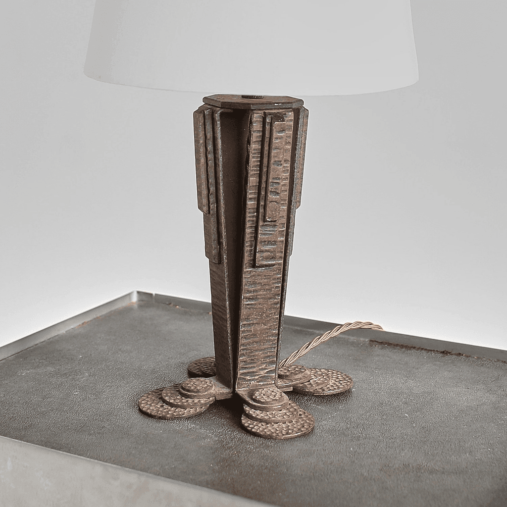 French Iron Art Deco Table Lamp