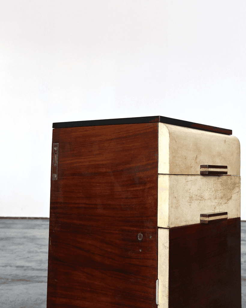 Italian Modernist C.1940s Vellum Bedside