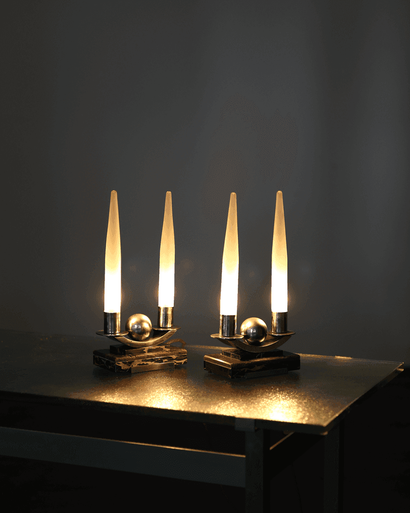 Rare Pair Of French Art Deco Table Lamps