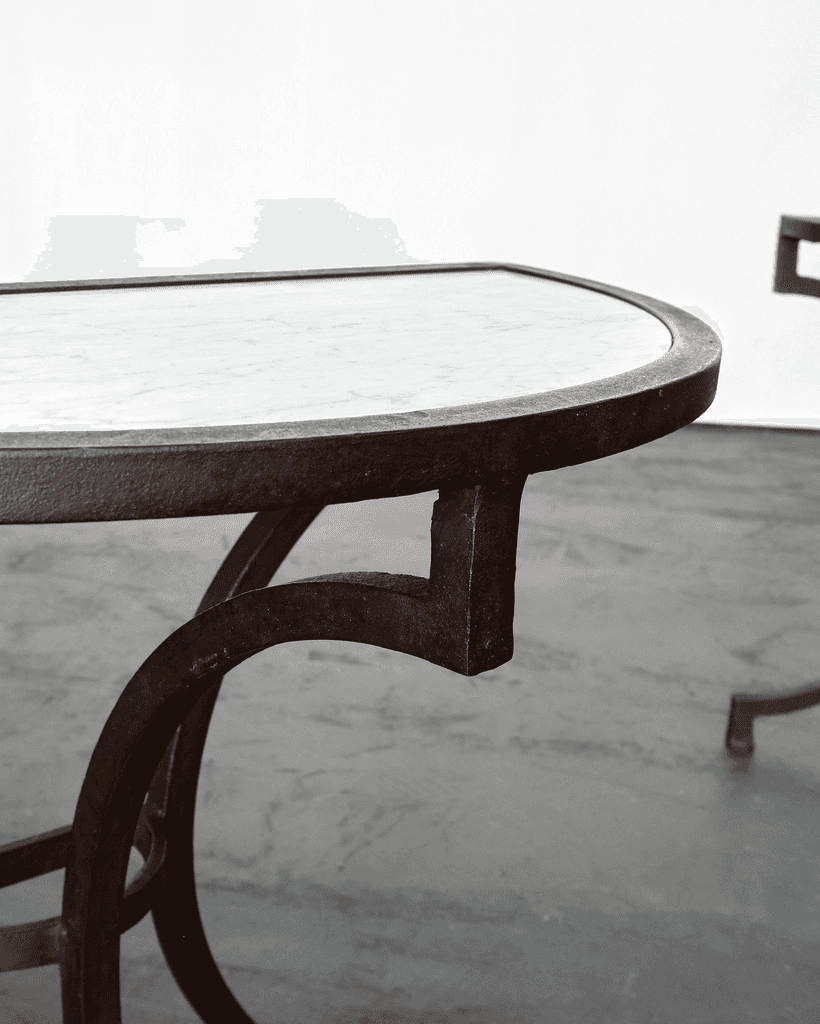 Pair Of Marble & Iron Demi Lune Spanish Console Tables