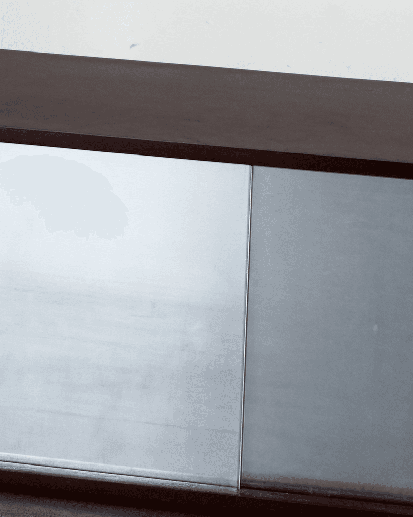 Small French C.1950s Rosewood Veneer & Aluminium Sideboard