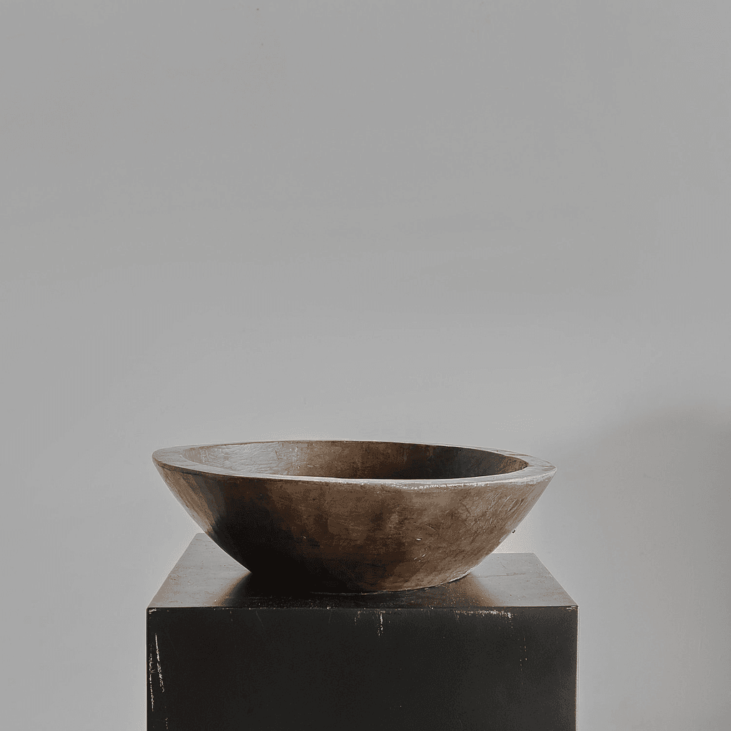 Large Primitive Carved Cedar Japanese Bowl