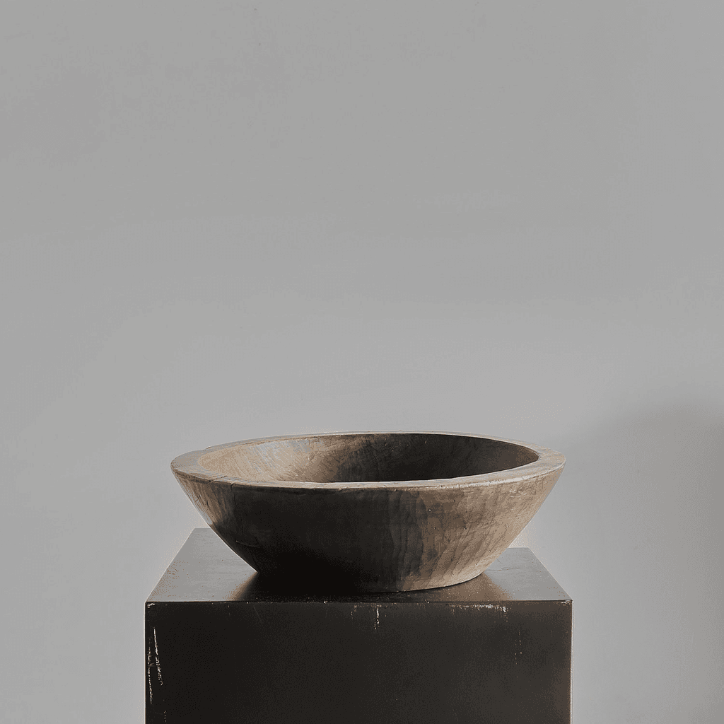Large Primitive Carved Cedar Japanese Bowl