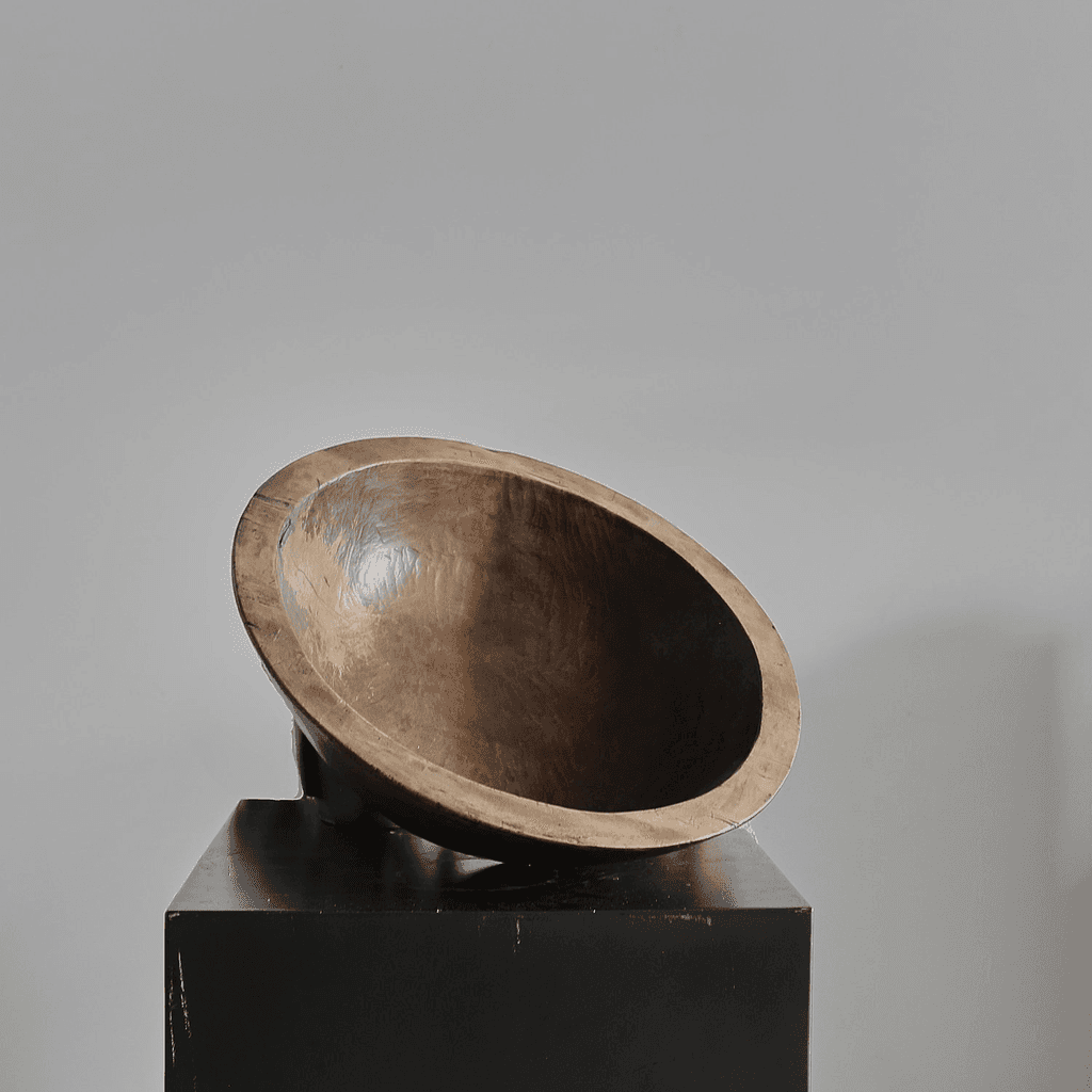 Large Primitive Carved Cedar Japanese Bowl