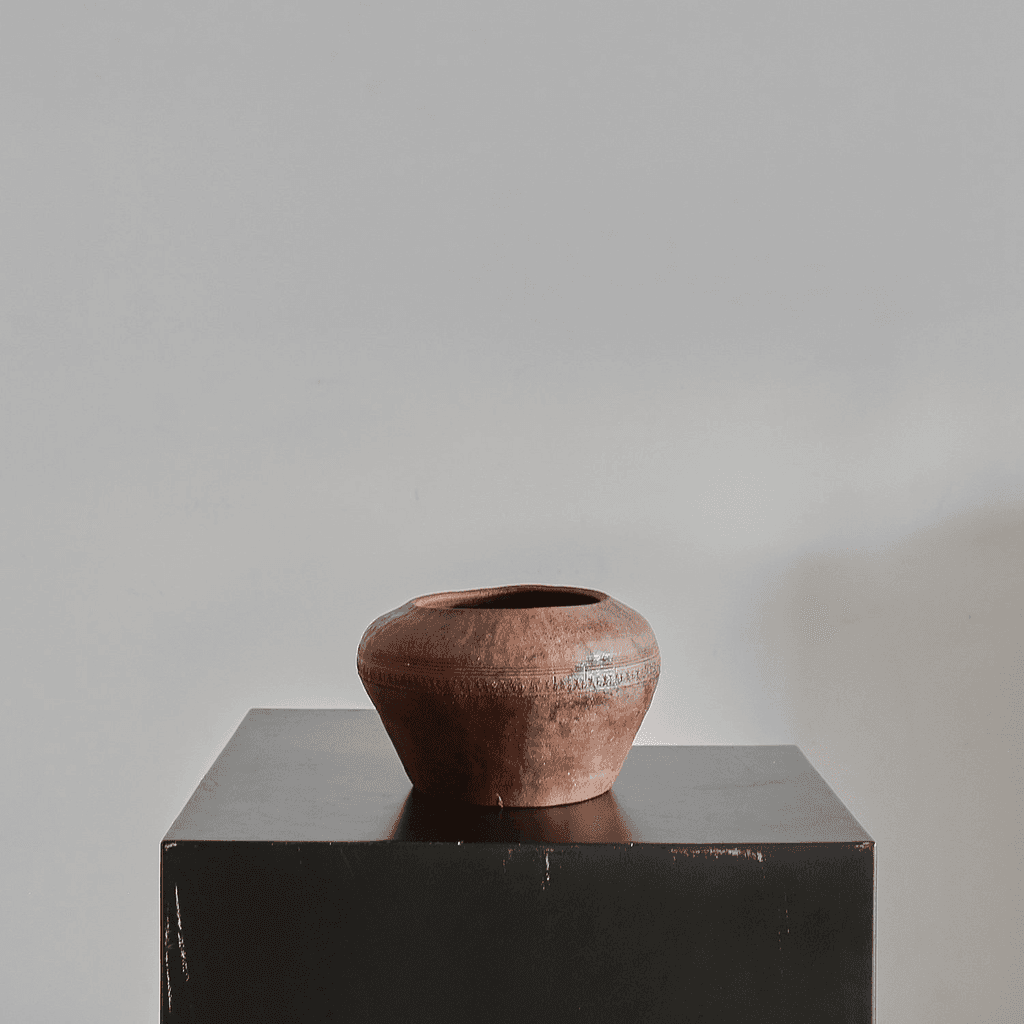Late Edo period Wabi Sabi Japanese Terracotta Bowl