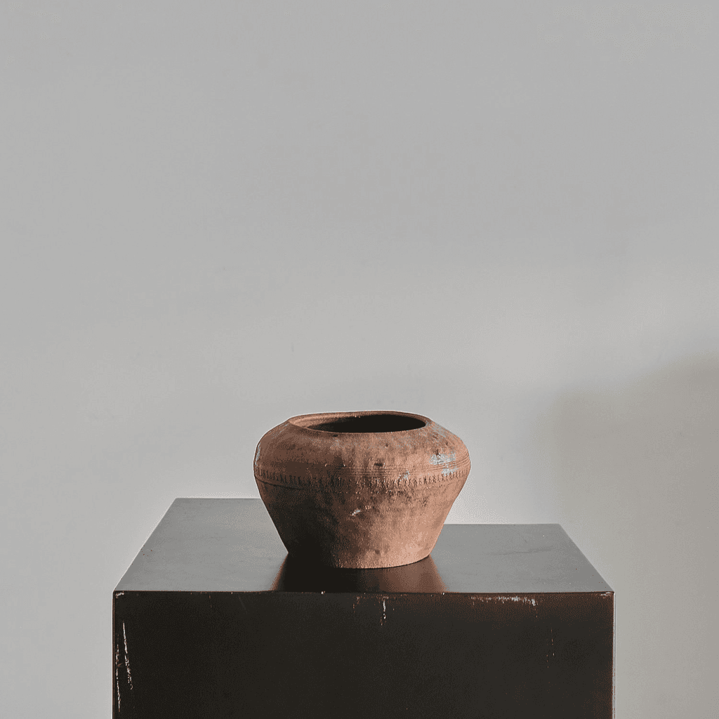 Late Edo period Wabi Sabi Japanese Terracotta Bowl