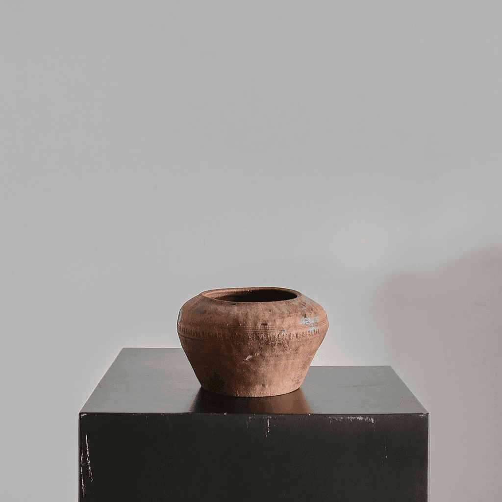 Late Edo period Wabi Sabi Japanese Terracotta Bowl