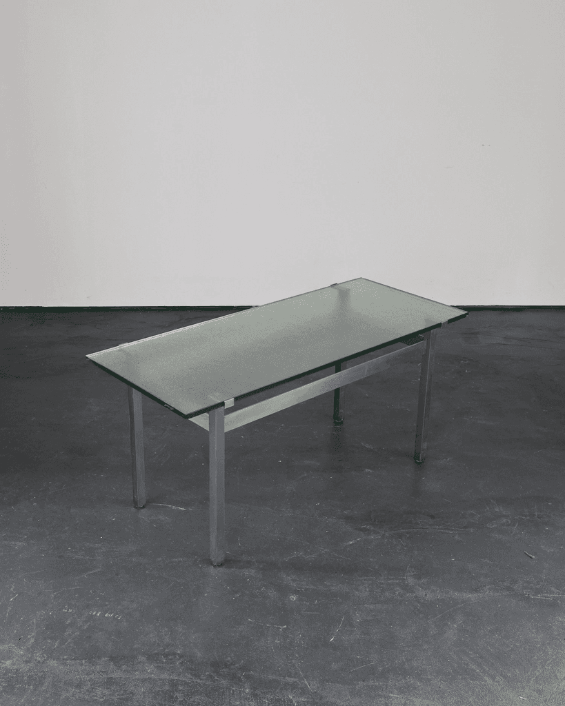 French C.1960s Nickel & Cast Glass Coffee Table