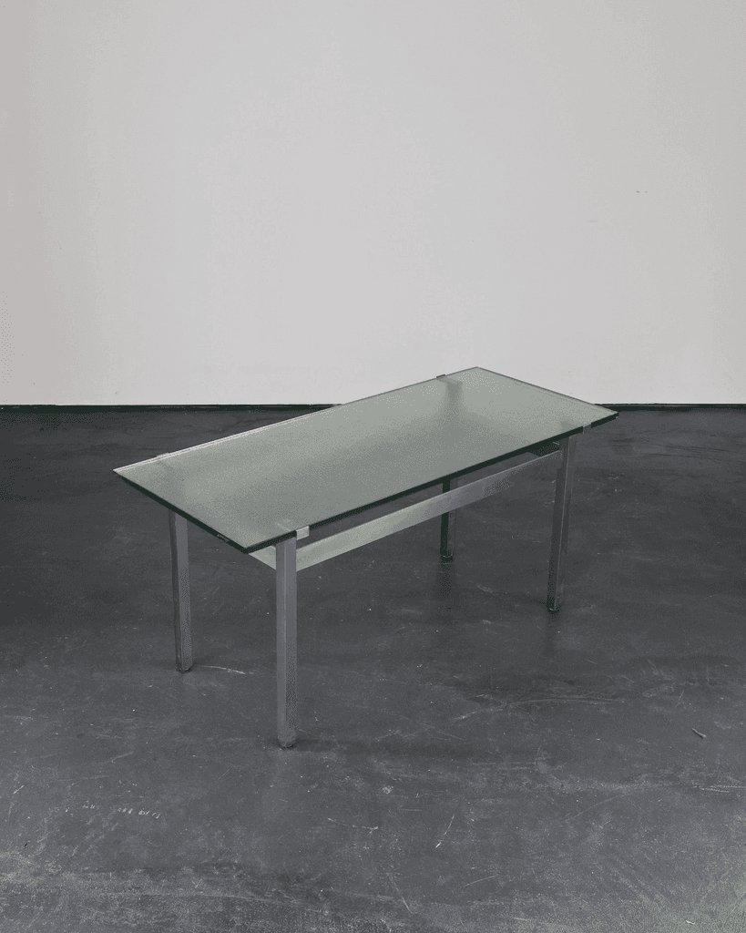 French C.1960s Nickel & Cast Glass Coffee Table