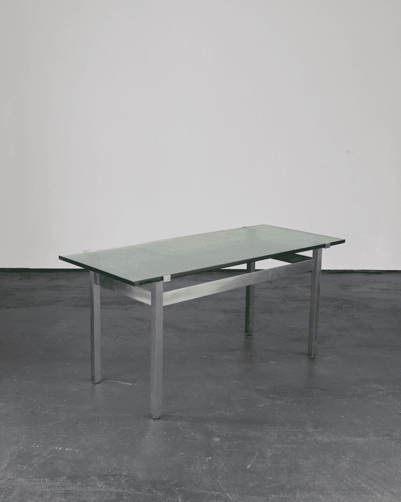 French C.1960s Nickel & Cast Glass Coffee Table