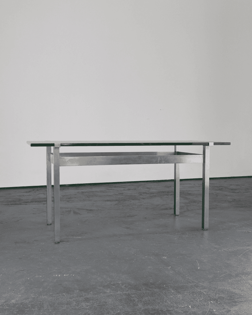 French C.1960s Nickel & Cast Glass Coffee Table