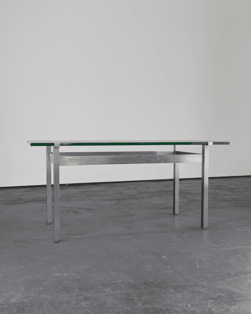 French C.1960s Nickel & Cast Glass Coffee Table