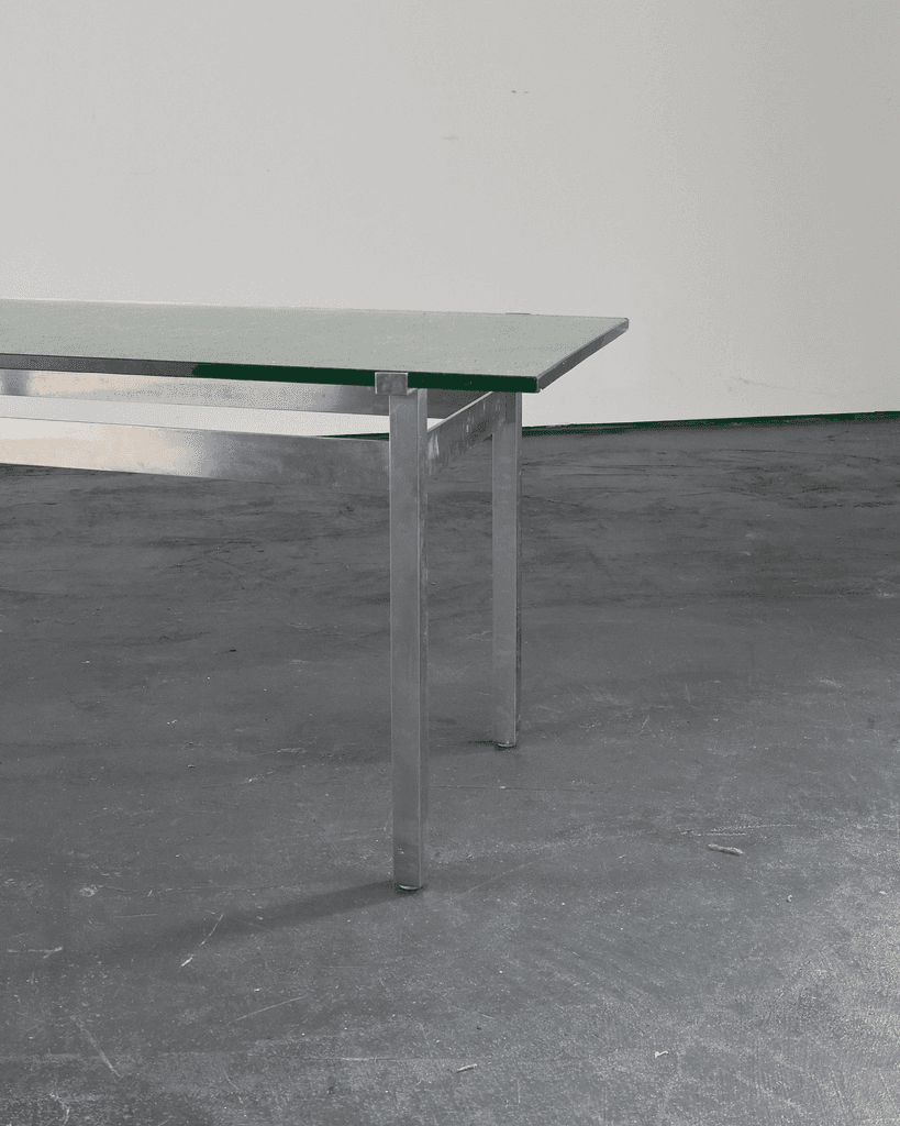 French C.1960s Nickel & Cast Glass Coffee Table