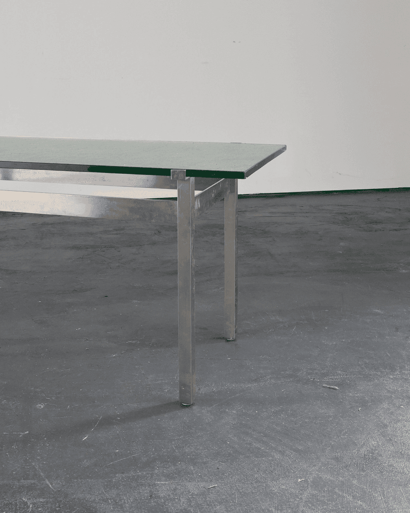 French C.1960s Nickel & Cast Glass Coffee Table