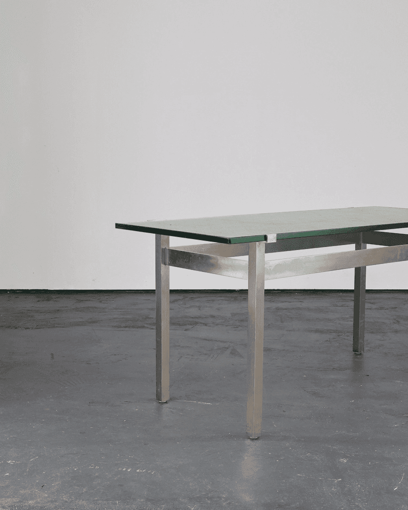 French C.1960s Nickel & Cast Glass Coffee Table