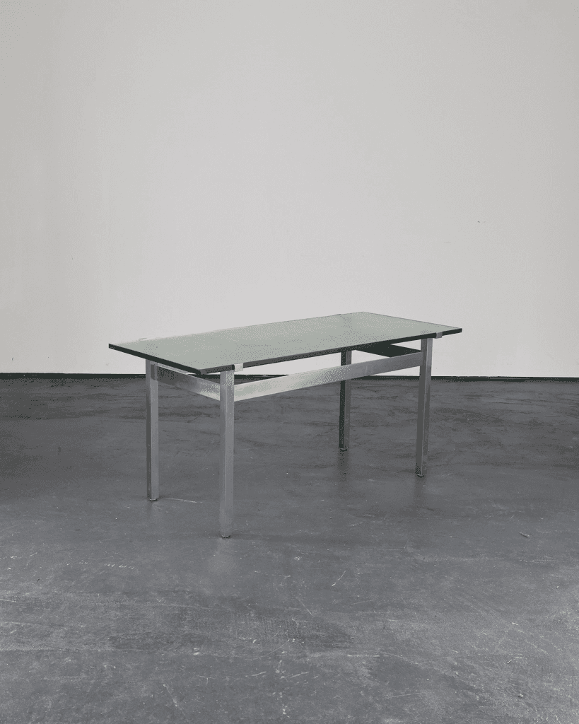 French C.1960s Nickel & Cast Glass Coffee Table