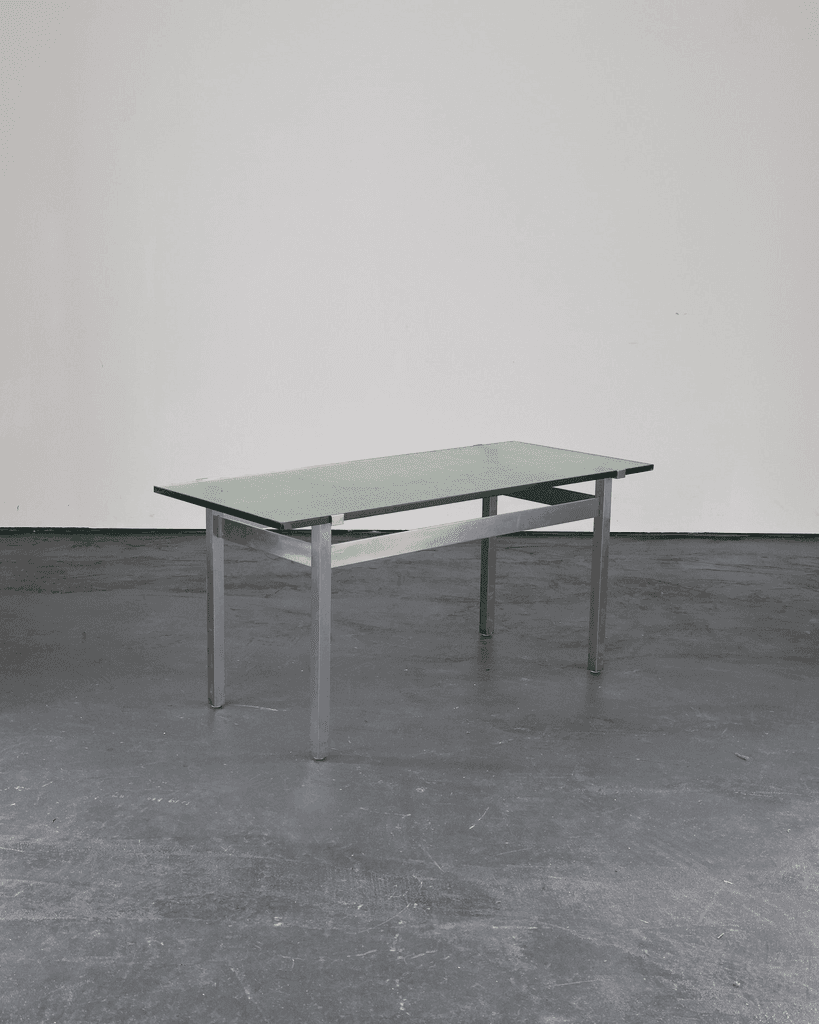 French C.1960s Nickel & Cast Glass Coffee Table