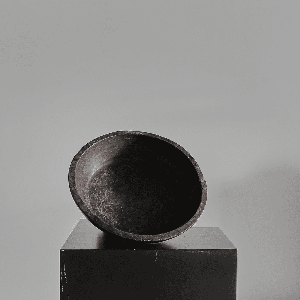 Primitive Lacquered Carved Cedar Japanese Bowl