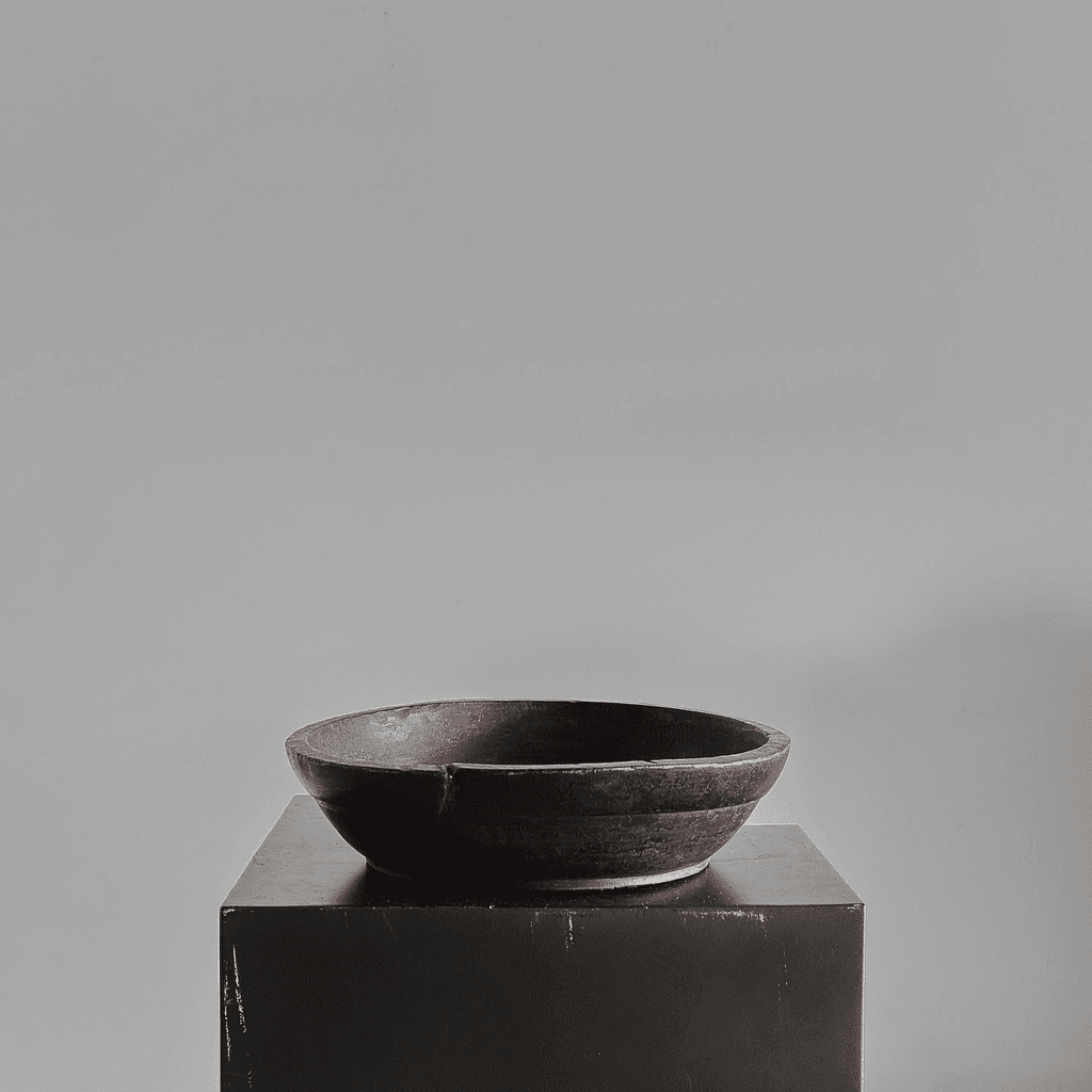 Primitive Lacquered Carved Cedar Japanese Bowl