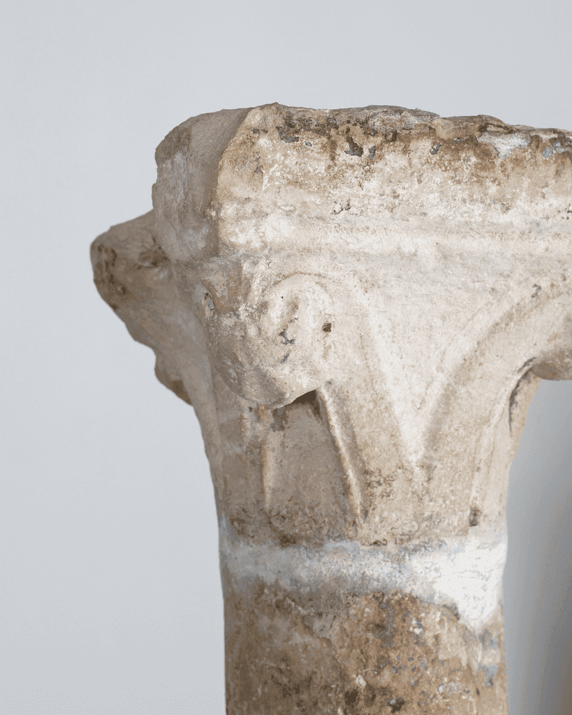 Incredible XL Late Medieval Carved Pedra de Ançã Portugese Column