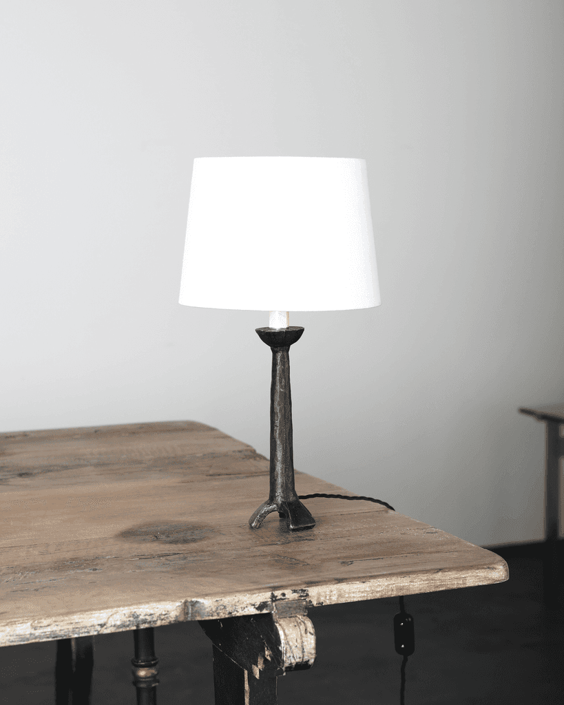 C.1950s French Textured Steel Table Lamp
