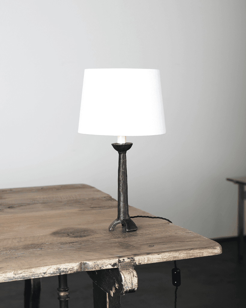 C.1950s French Textured Steel Table Lamp