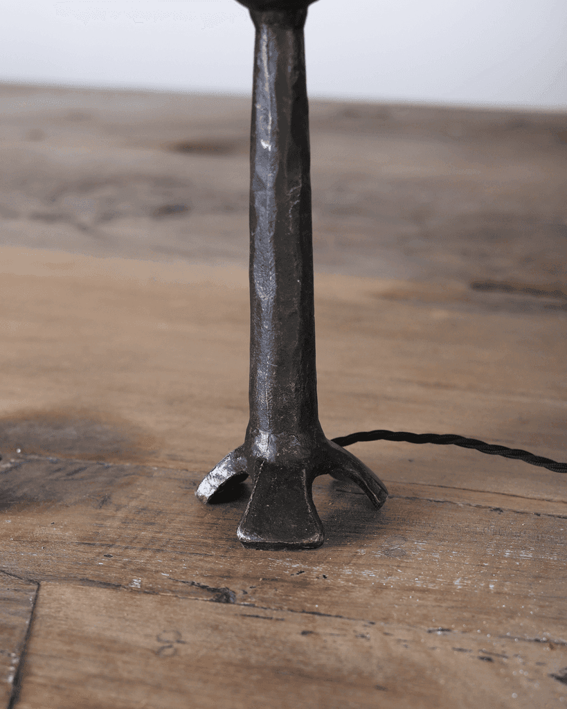C.1950s French Textured Steel Table Lamp