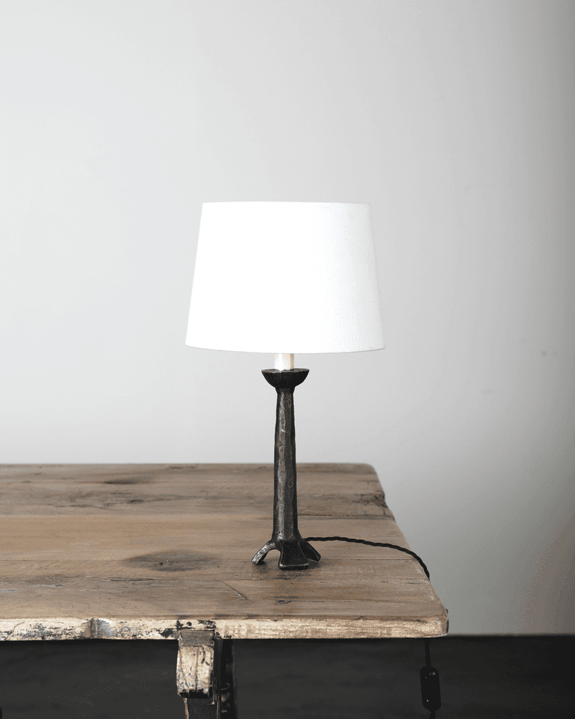 C.1950s French Textured Steel Table Lamp