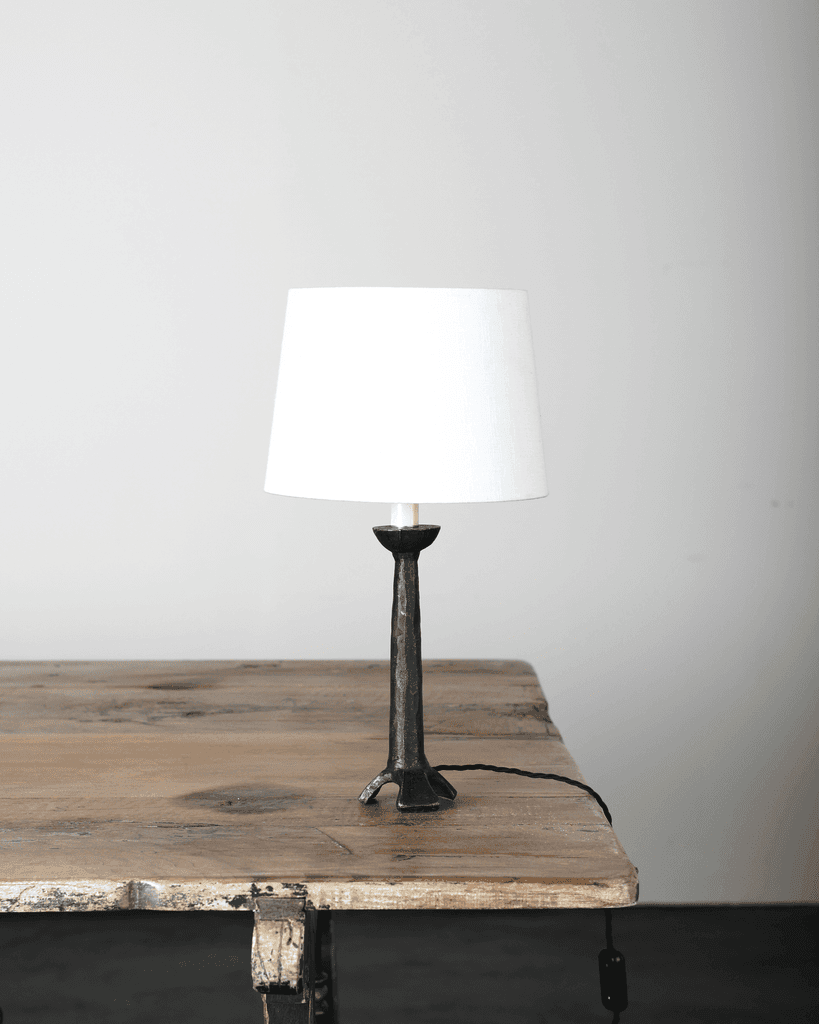 C.1950s French Textured Steel Table Lamp