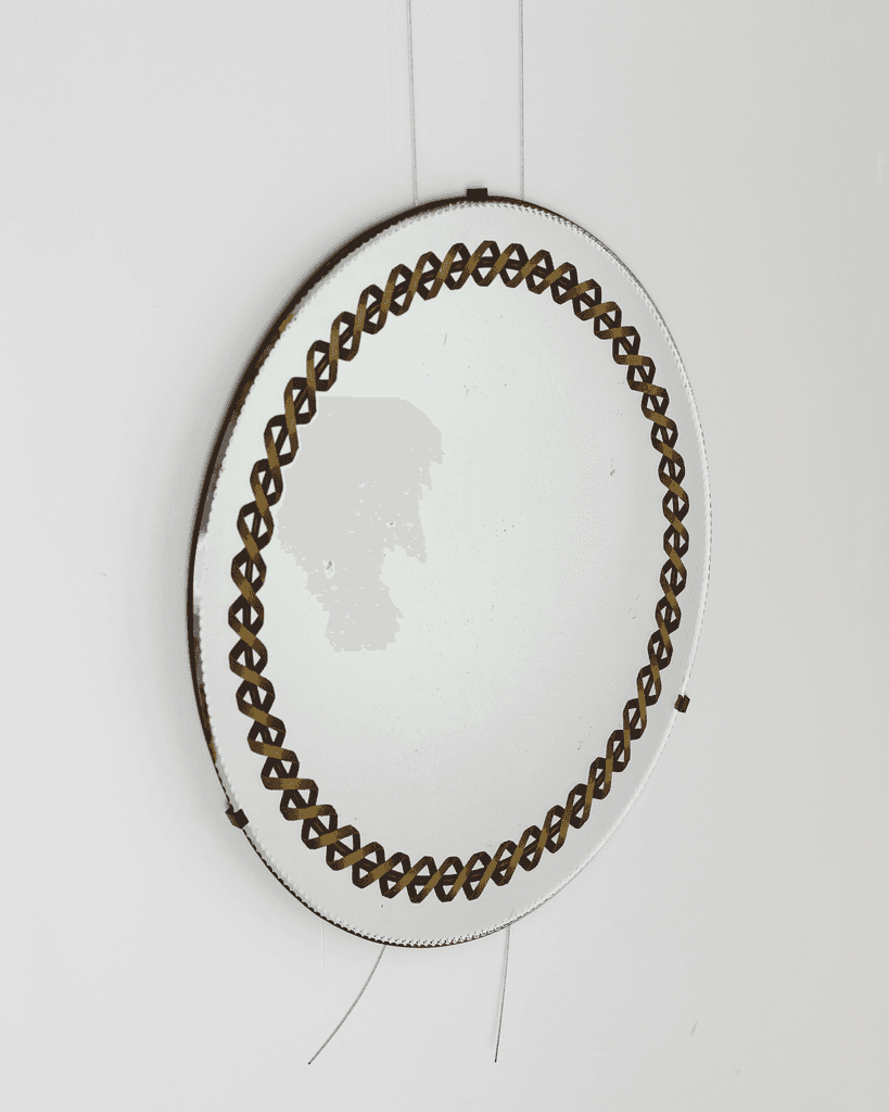 French C.1940s Circular Verre Églomisé Mirror