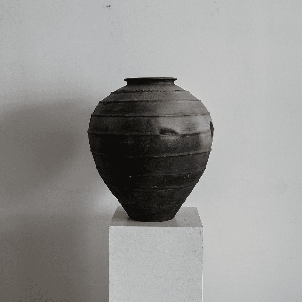 Large 19Th C. Black Terracotta Portuguese Vessel