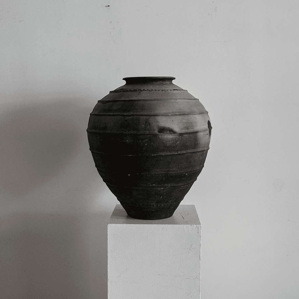 Large 19Th C. Black Terracotta Portuguese Vessel