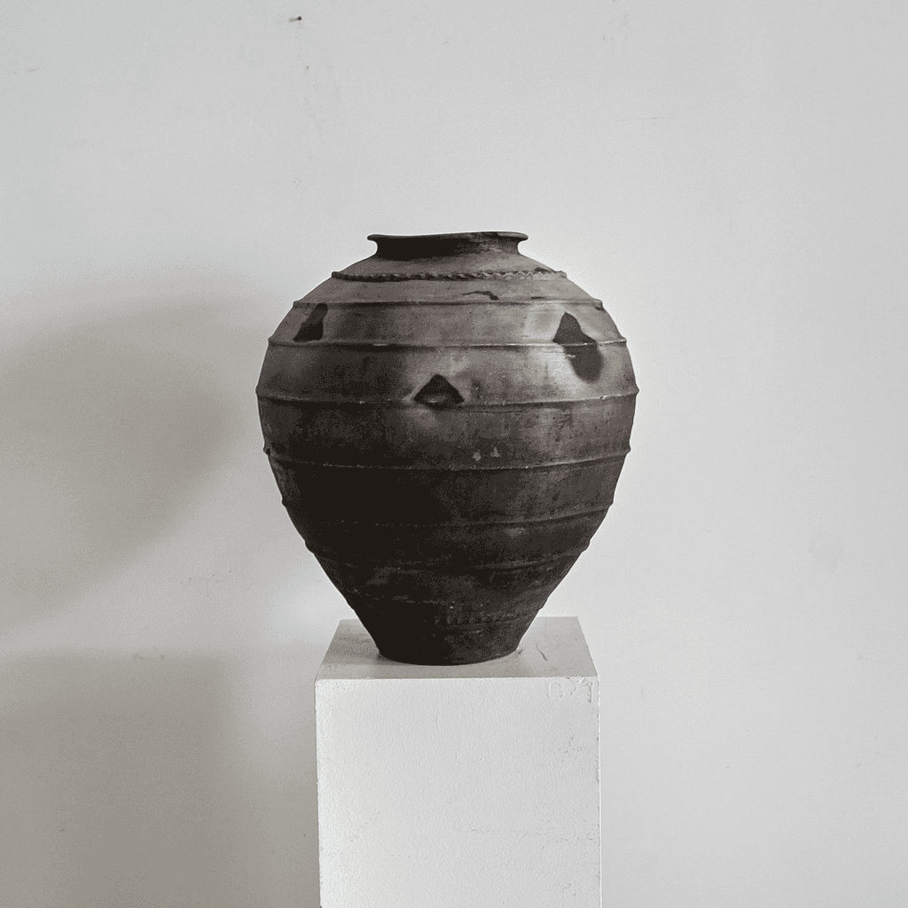 Large 19Th C. Black Terracotta Portuguese Vessel