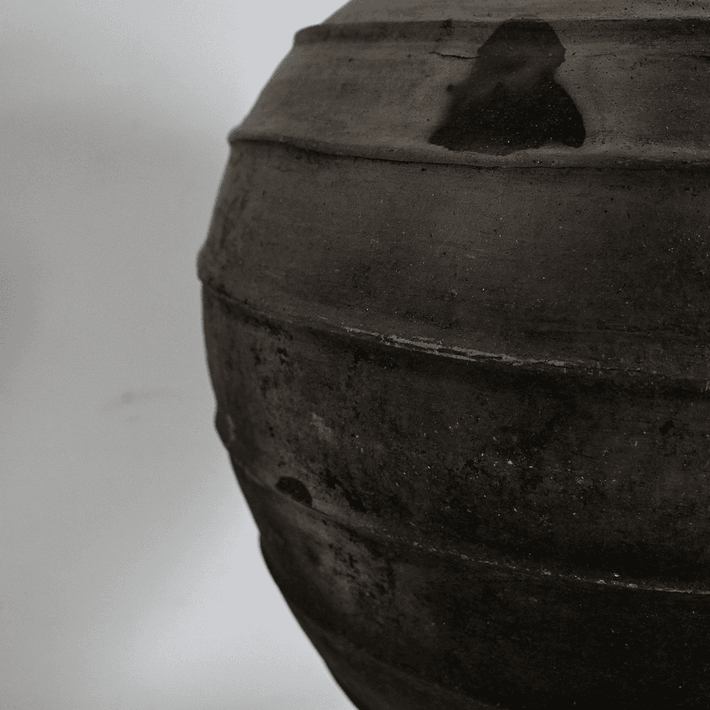 Large 19Th C. Black Terracotta Portuguese Vessel