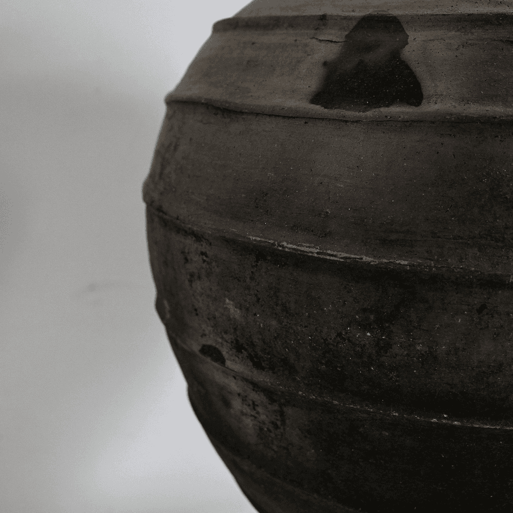 Large 19Th C. Black Terracotta Portuguese Vessel